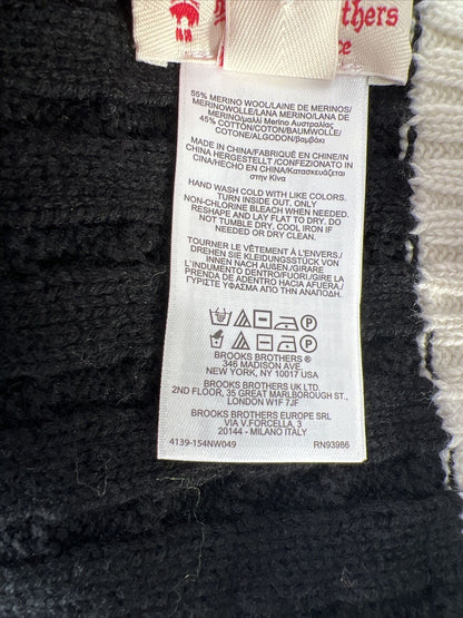 NUEVO Brooks Brothers Conjunto de bufanda y guantes de lana negro/rojo para mujer, talla única