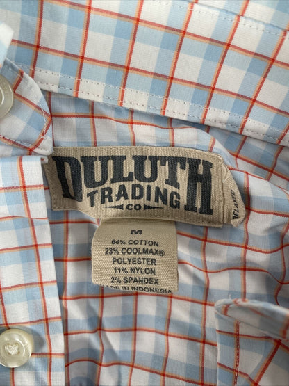 Duluth Trading Camisa con botones de ajuste relajado a cuadros azul/rojo para hombre - M