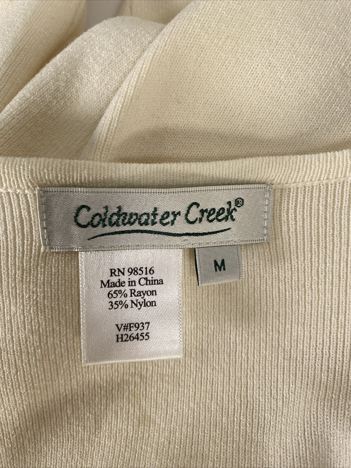 Coldwater Creek Suéter tipo cárdigan de manga larga color marfil para mujer - M