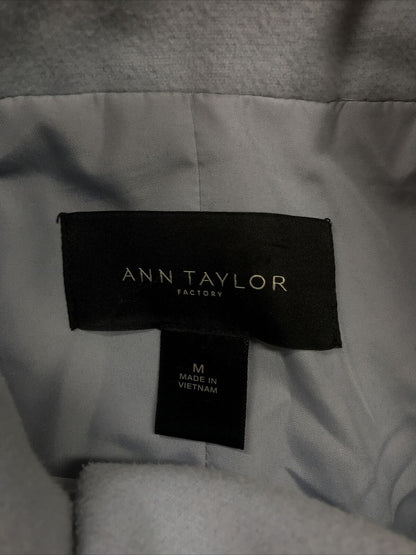 Ann Taylor Women's Blue Button Front Fleeced Pea Coat - M