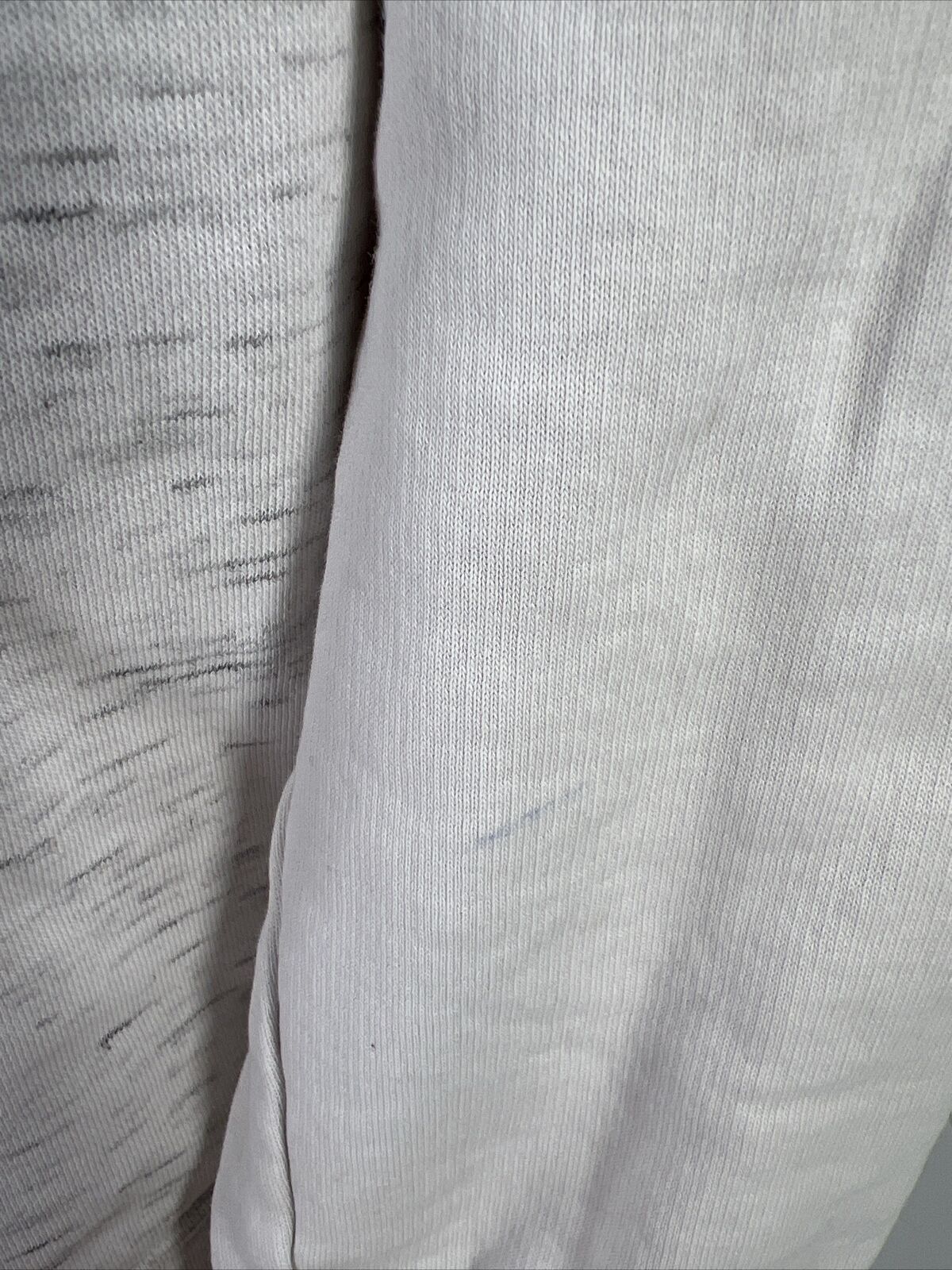 adidas Women's White Heathered Curved Hem Pullover Hoodie - M