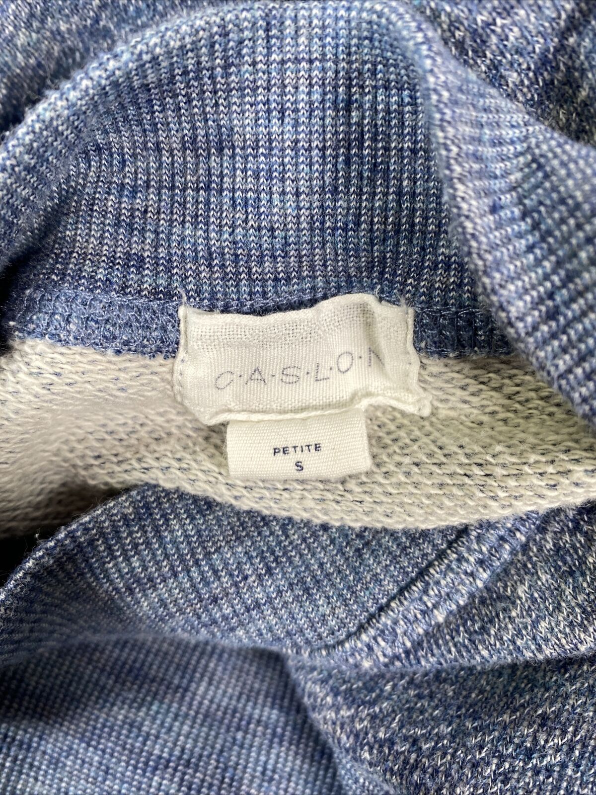 Caslon Women's Blue Terry Knit 3/4 Sleeve Pullover Sweatshirt Sz Petite S