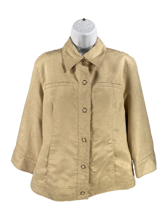 Coldwater Creek Women's Beige Lined Snap Button 3/4 Sleeve Jacket Sz 10