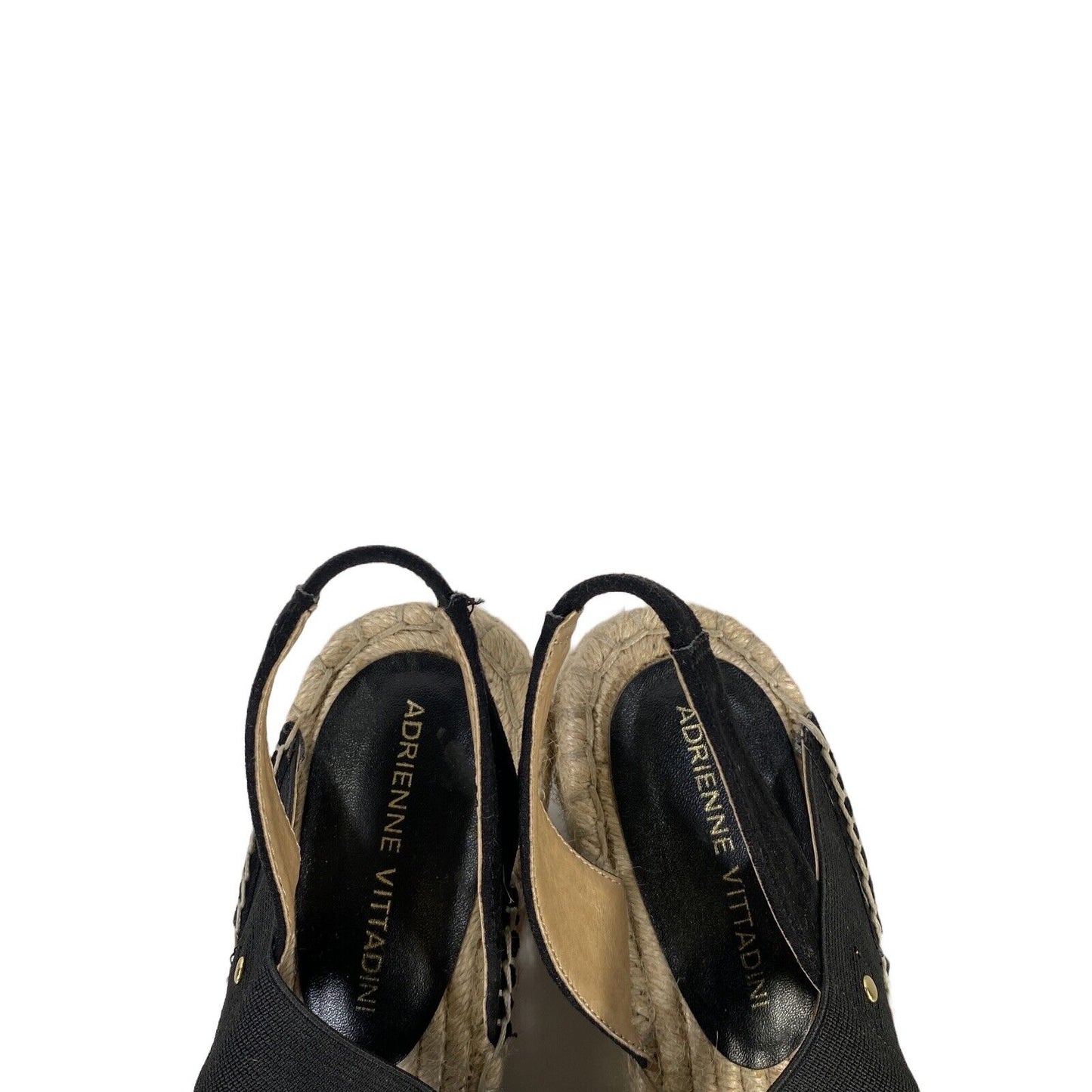Adrienne Vittadini Womens Black Crete Strappy Espadrille Wedge Sandals -7