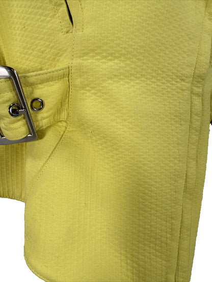 Thierry Mugler Chaqueta estilo blazer Paris con cinturón texturizado amarillo para mujer - 44/ US 8