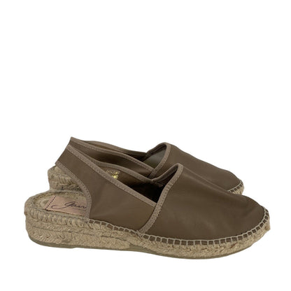Giamo Women's Taupe Leather Espadrille Sandals - 38 (US 7.5)