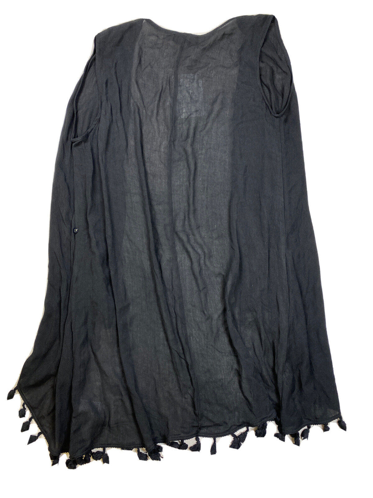NEW Athena Women's Black Sleeveless Tassel Swim Cover Duster - M