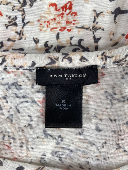 Ann Taylor Women's Ivory Short Sleeve Sheer Bottom T-Shirt - S