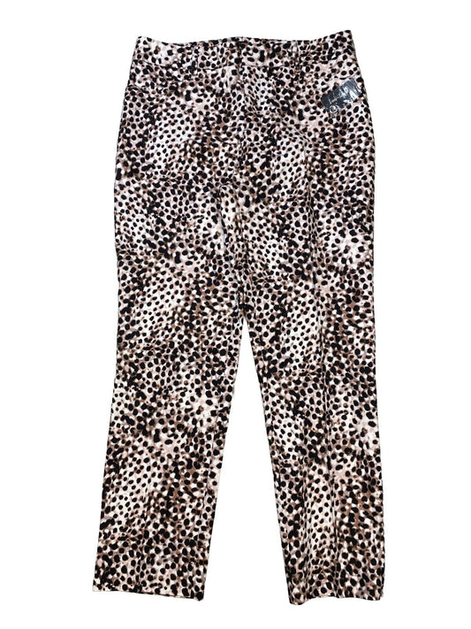 NEW Lord & Taylor Women's Brown Animal Print Slim Dress Pants Sz 10