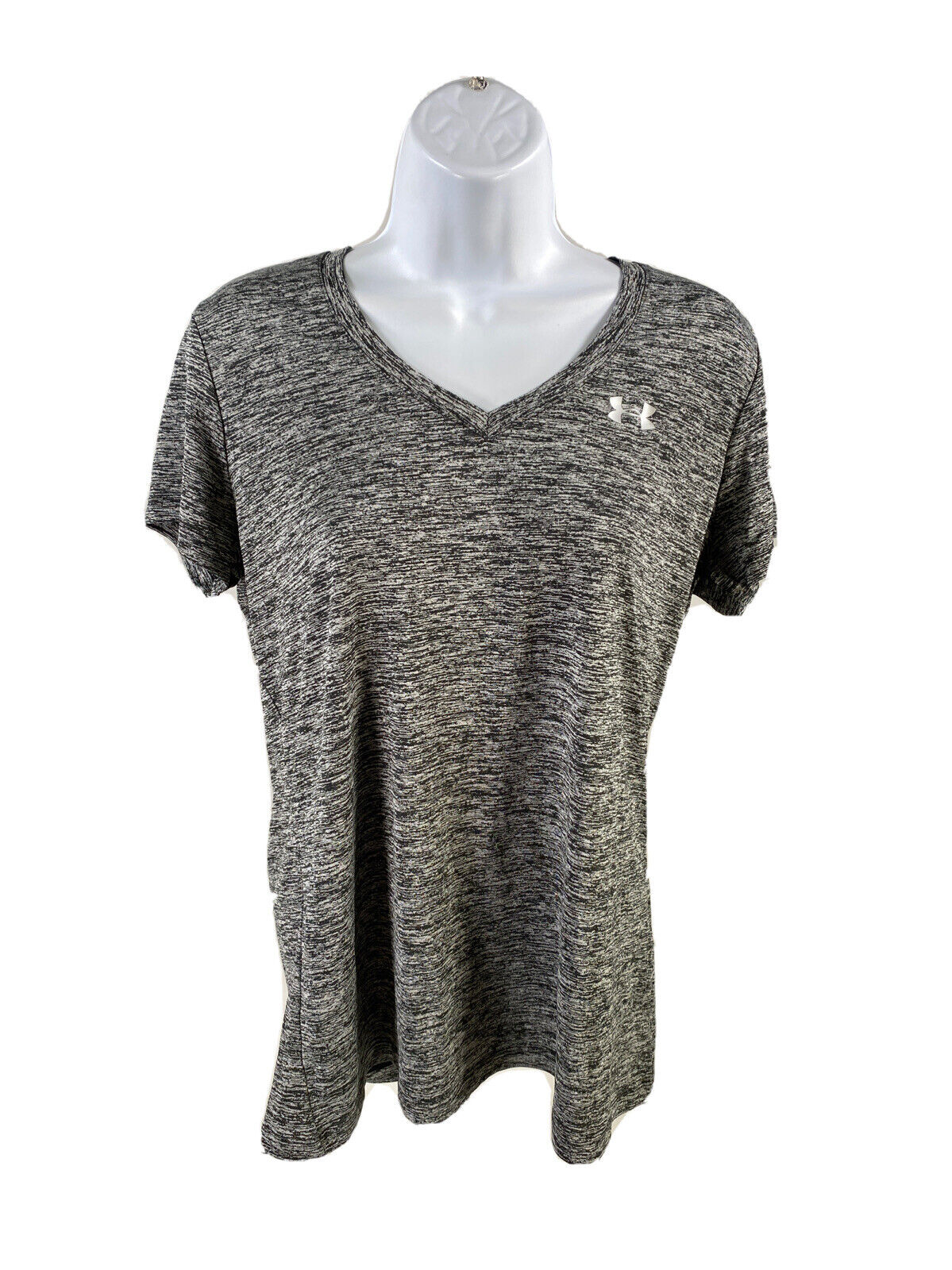 Under Armour Women's Gray Heathered V-Neck Athletic Shirt - M