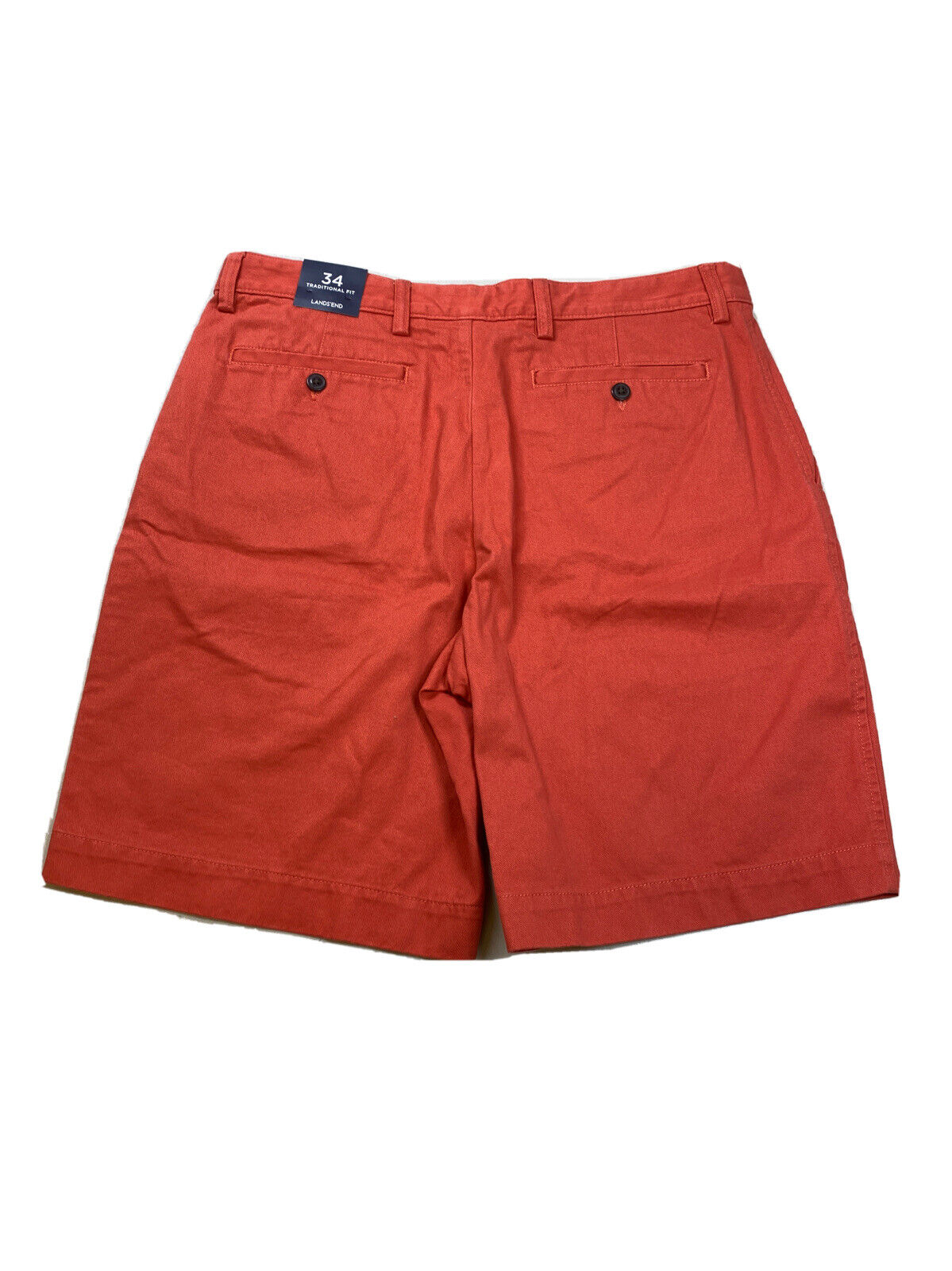 NUEVOS pantalones cortos chinos de corte tradicional en color coral rojo de Lands' End para hombre - 34