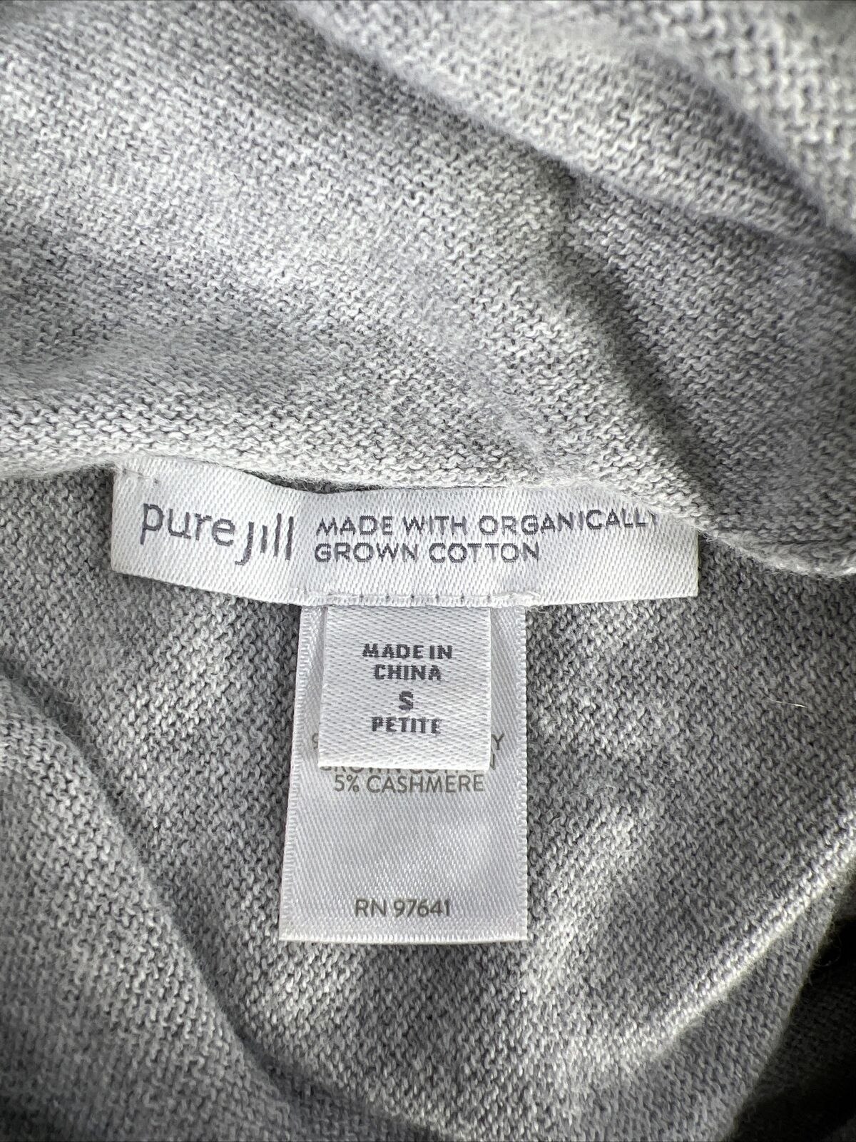 J. Jill Sudadera extragrande de algodón orgánico gris para mujer - Petite S