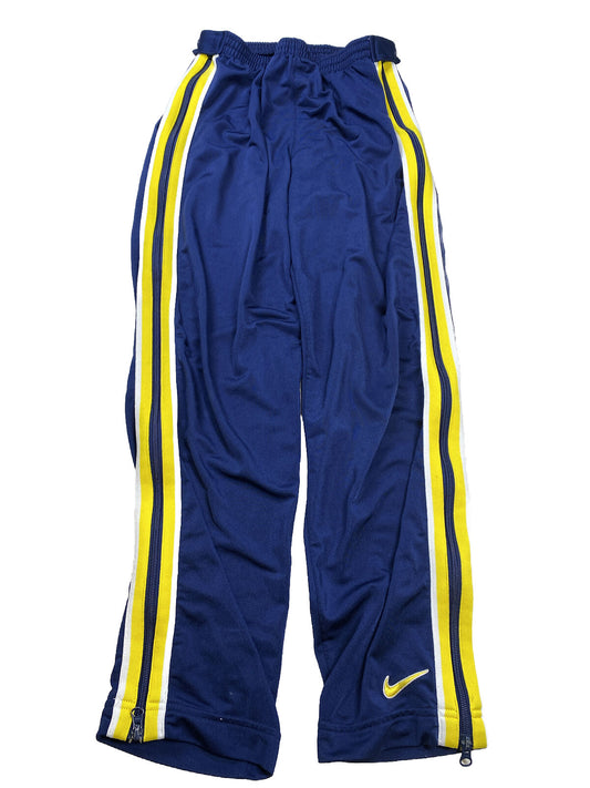 Nike Boys Kids Vintage Blue and Yellow Striped Zip Athletic Pants - XL