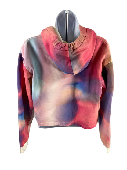 Calvin Klein Women's Multi-Color Tie Dye Cropped Hoodie Sweatshirt - S