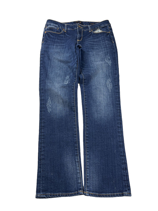 Seven7 Women's Dark Wash Blue Denim Straight Leg Jeans - 8