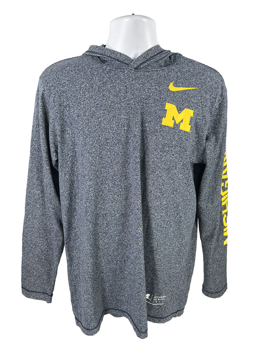 Nike Camiseta deportiva con capucha azul de la Universidad de Michigan para hombre - M