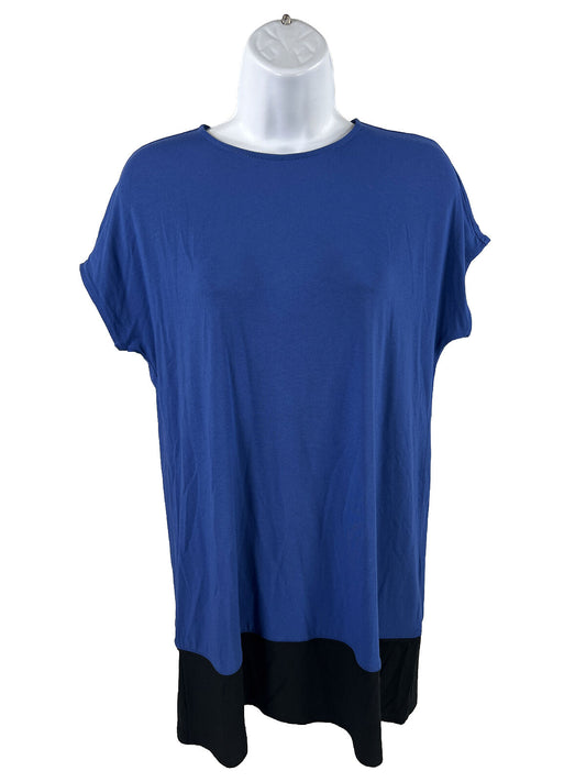 J. Jill Camisa tipo túnica larga de manga corta azul para mujer - XS
