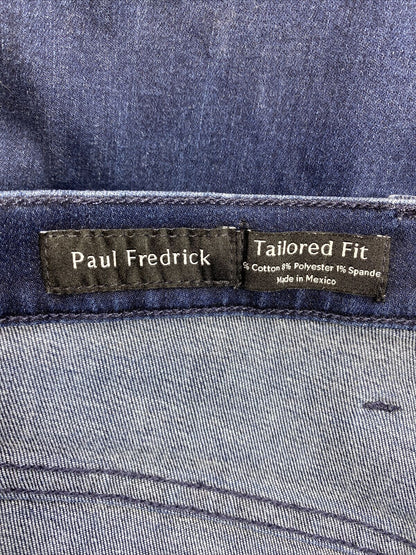 Paul Fredrick Men's Dark Blue Wash Denim Tailored Fit Jeans - 36x32