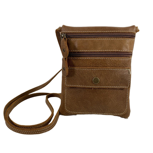 Roots Women's Brown Leather Small Crossbody Pouch Purse