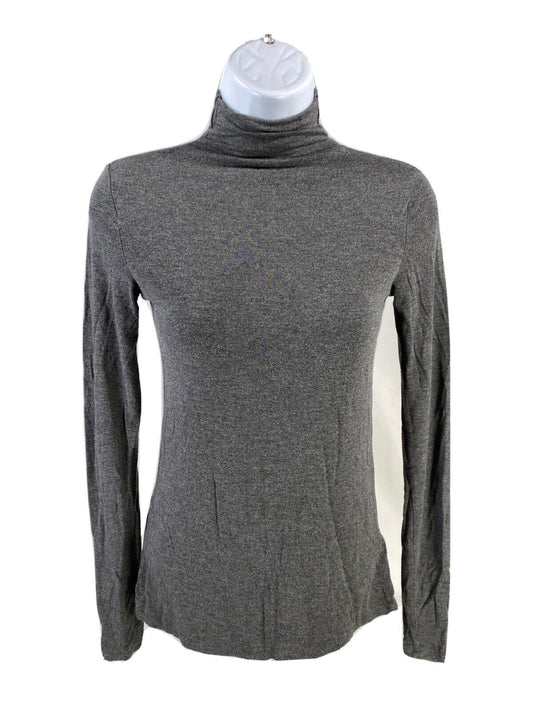 Babaton - Camiseta de cuello alto de manga larga para mujer, color gris, talla XS
