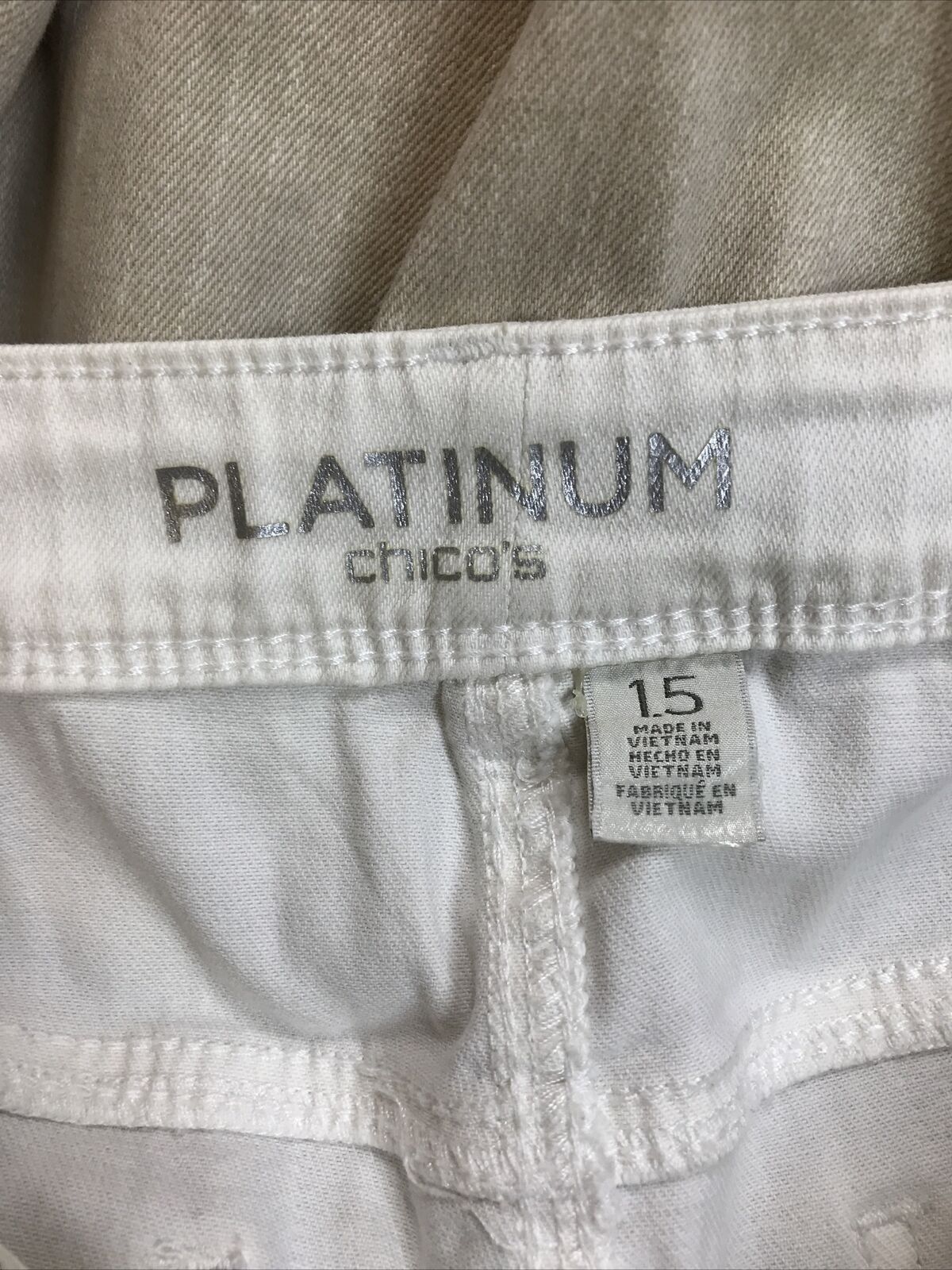 Chico's Platinum Women's Beige Slim Leg Denim Jeans - 1.5 (10)