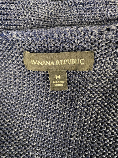 Banana Republic Women's Blue Metallic Cardi Tunic Cardigan Sweater Sz M