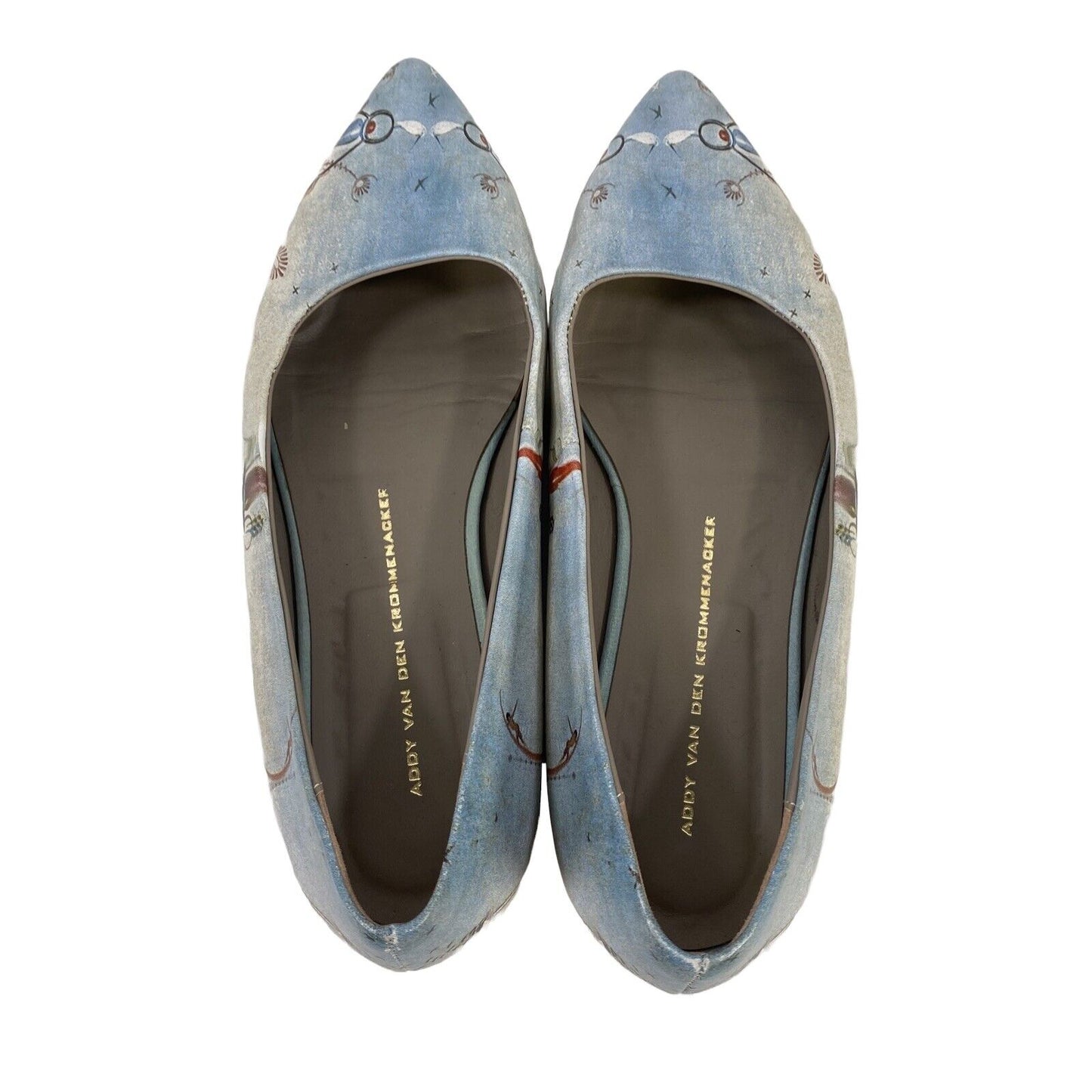 Addy Van Den Krommenacker Women's Blue Bosch Pointed Toe Flats - 37