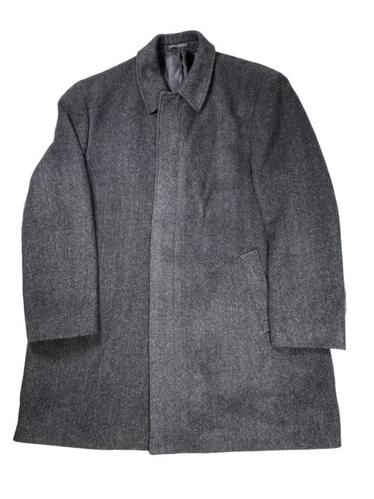 Chaps Men's Charcoal Gray Button Front Wool Winter Dress Coat - 48 L