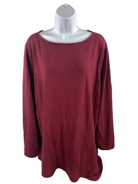 J. Jill Women's Dark Red Lux Tencel Terry Asymmetrical Shirt Top - XL