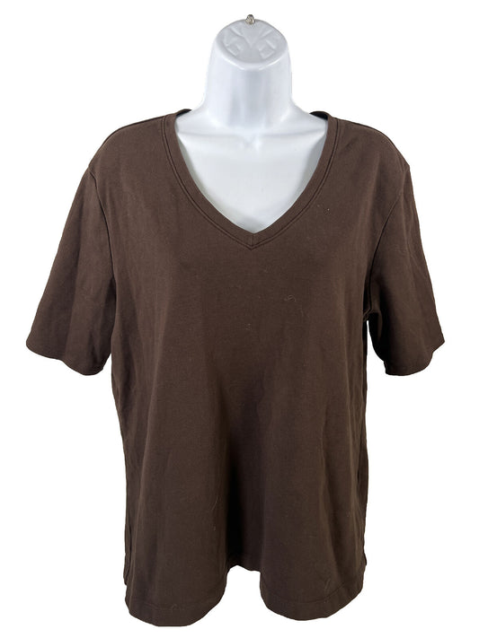Chico's Women's Brown Short Sleeve V-Neck T-Shirt - 3/ US XL