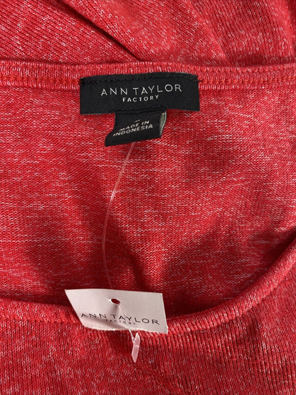NUEVO Suéter de punto fino con mangas con volantes en rojo para mujer de Ann Taylor - M