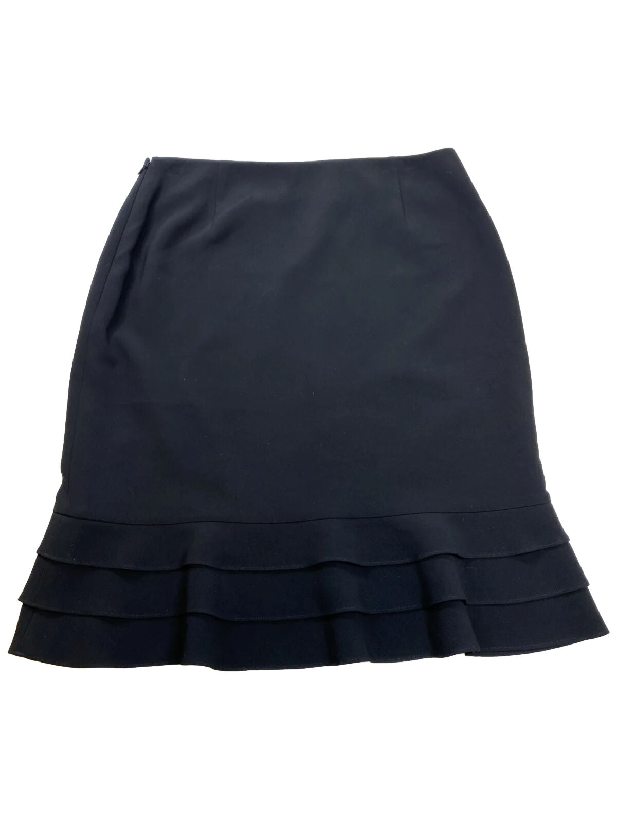 Ann Taylor Women's Black Lined Tiered Bottom Skirt - 12