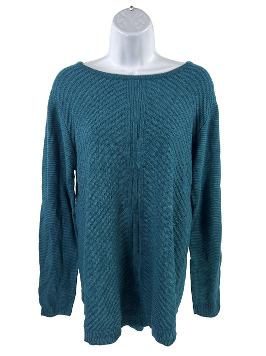NUEVO APT 9. Suéter de manga larga de punto trenzado azul para mujer - XL