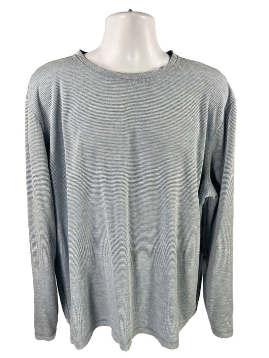 Orvis Men's Blue Striped Long Sleeve Cotton Thin Sweatshirt - XXL