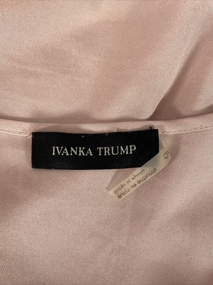 Ivanka Trump Women's Pink Sheer Short Sleeve V-Neck Blouse - L