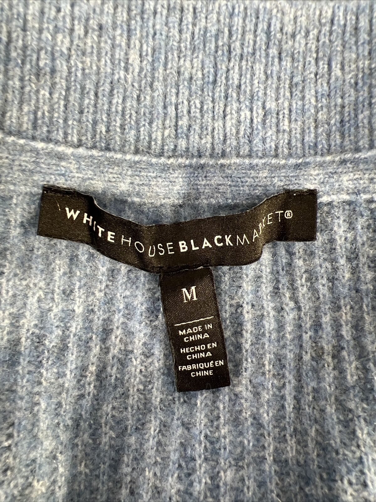 White House Black Market Suéter azul de mezcla de lana con manga 3/4 para mujer - M