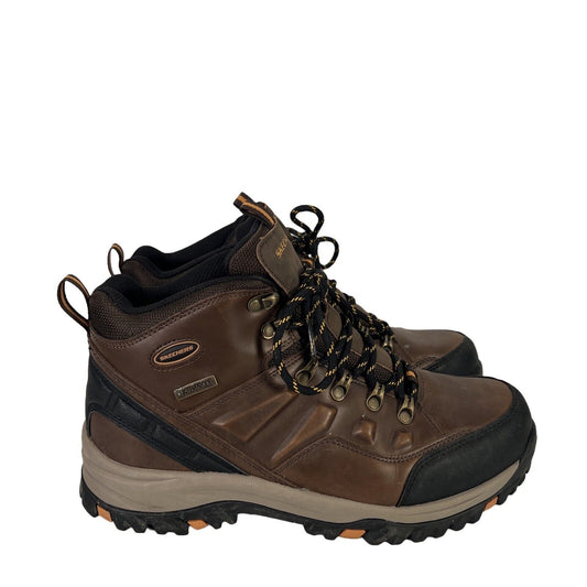 Skechers Men's Brown Leather Relment Traven Waterproof Boots - 9.5