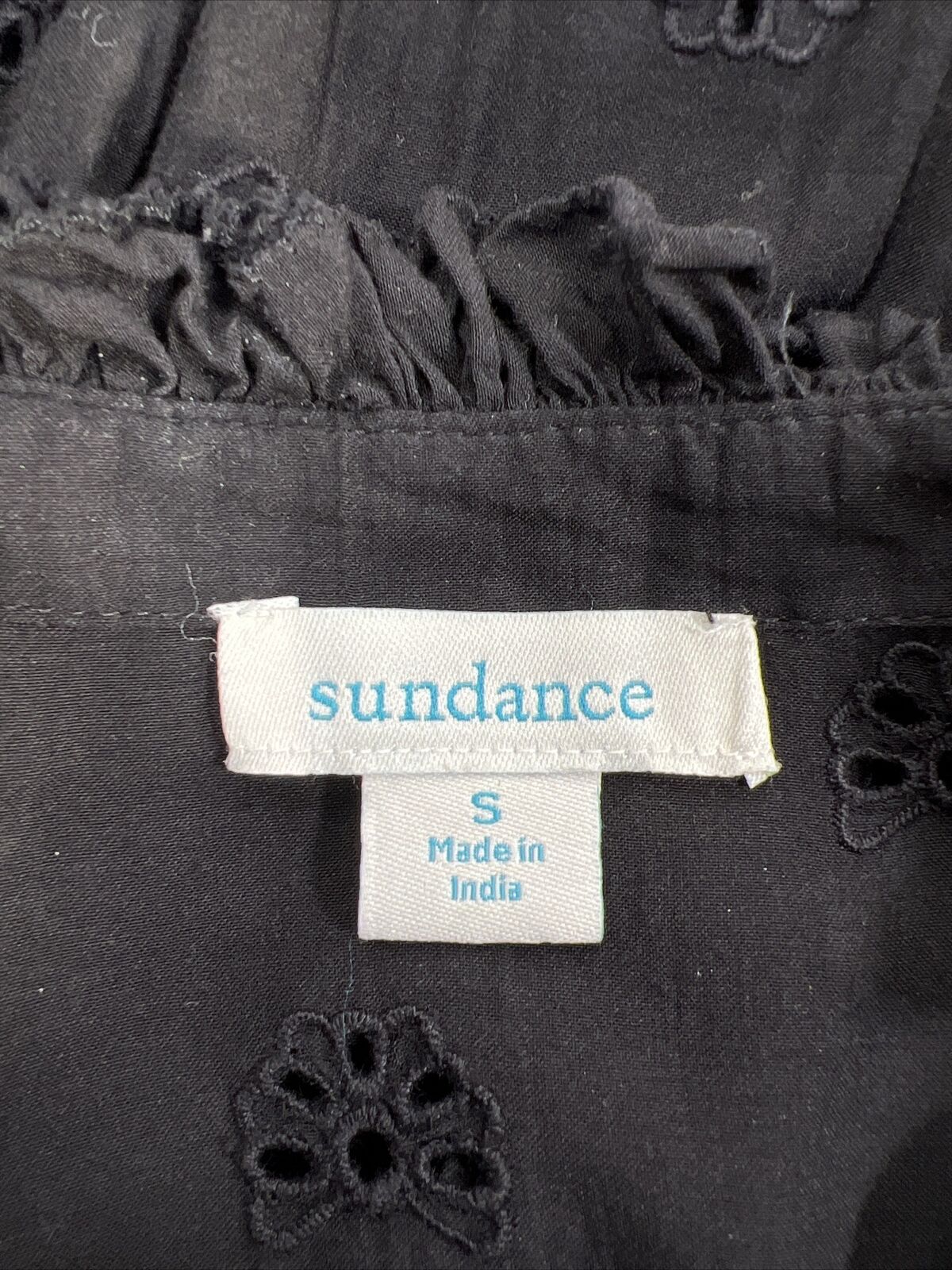 Sundance Women's Black Long Sleeve Embroidered Blouse - S