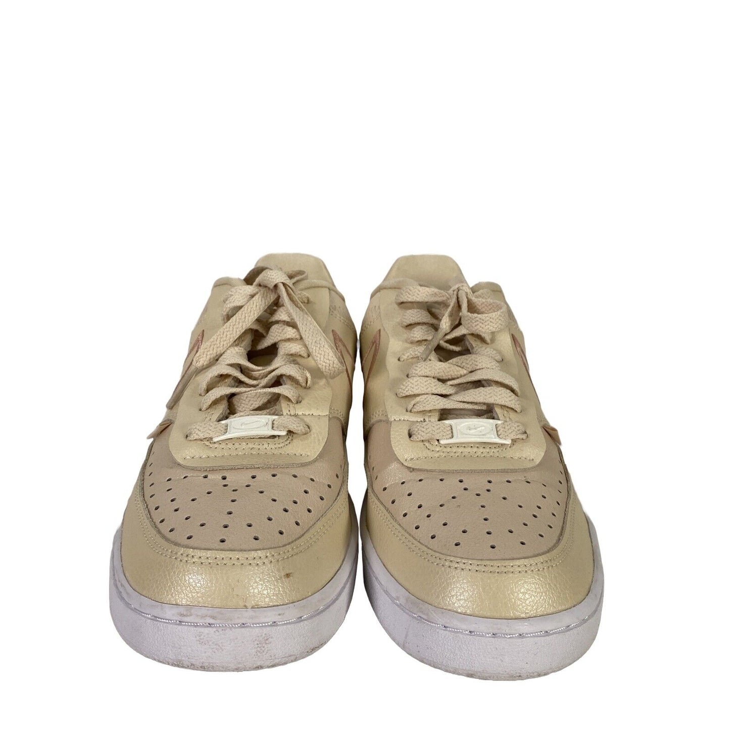 Nike Womens Beige/Pearl White Low Court Vision DM0838 Lace Up Sneakers -8