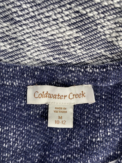 Coldwater Creek Women's Blue/White Terry Knit Sweater Sz M
