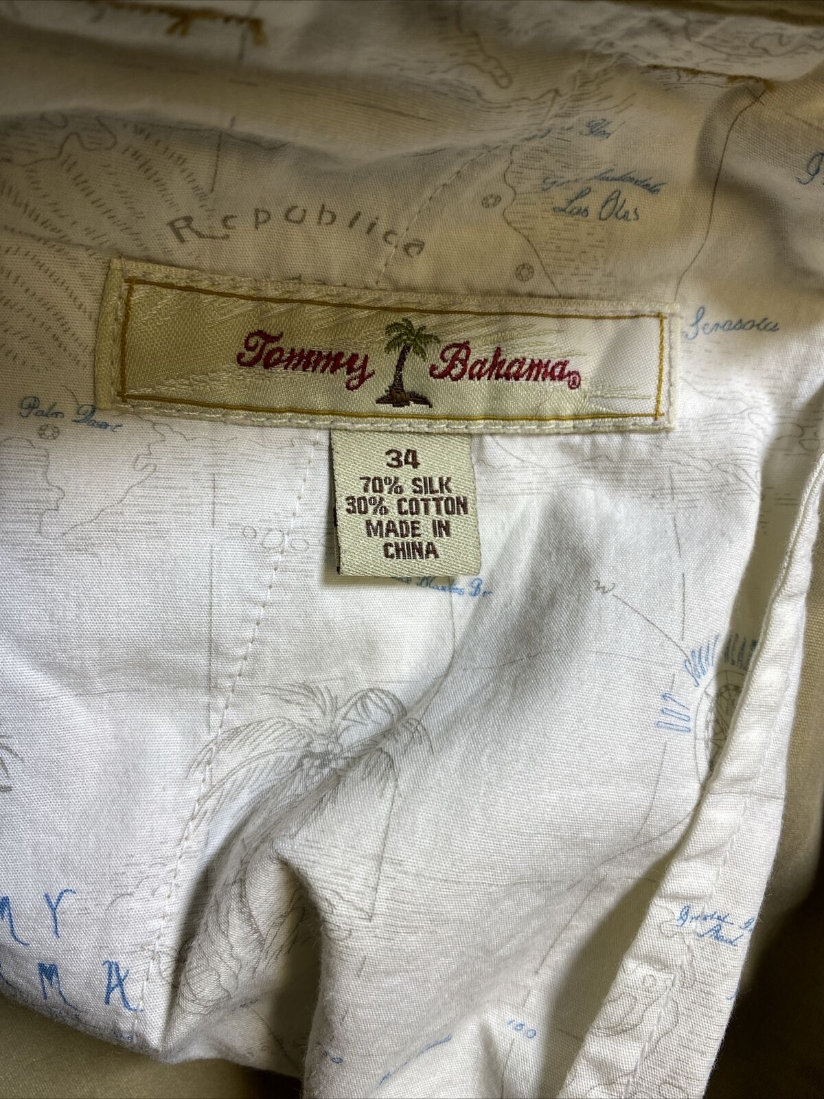 Tommy Bahama Pantalón chino caqui de mezcla de seda beige para hombre - 34