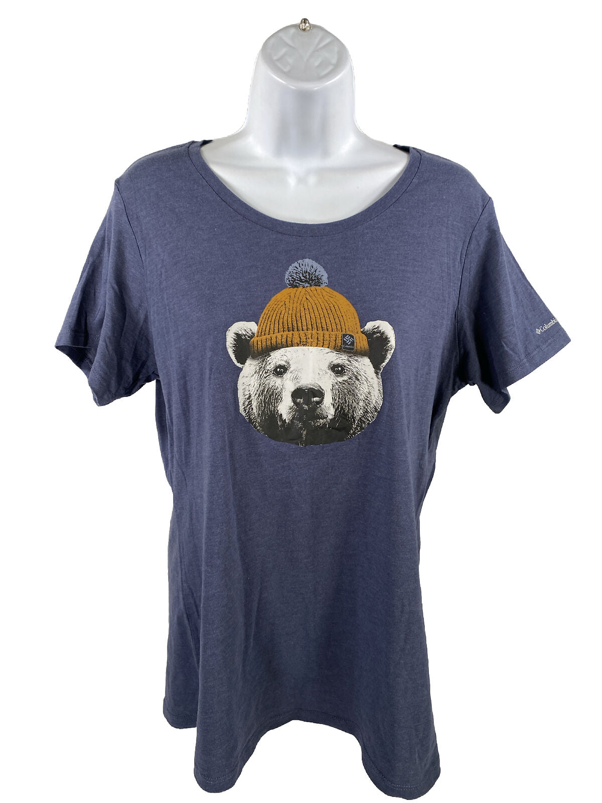 Columbia Camiseta de manga corta con gráfico de oso azul para mujer - L