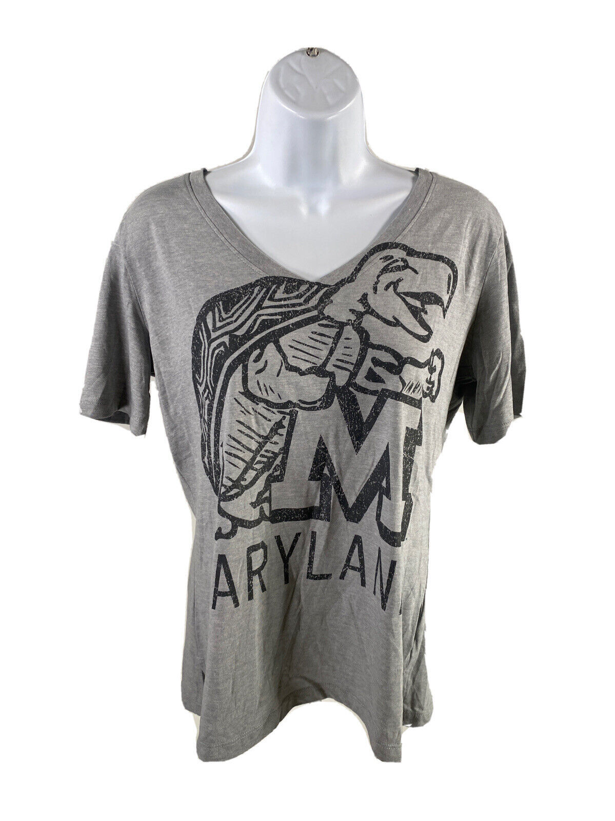 NEW Under Armour Women's Gray Maryland Terrapins V-Neck T-Shirt - M