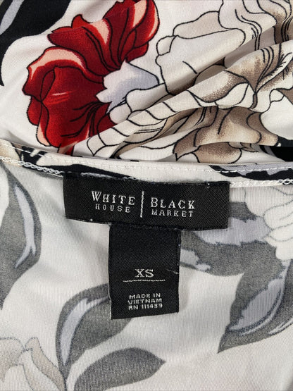 White House Black Market Women's White/Red Floral Ruffle Tank Top - XS