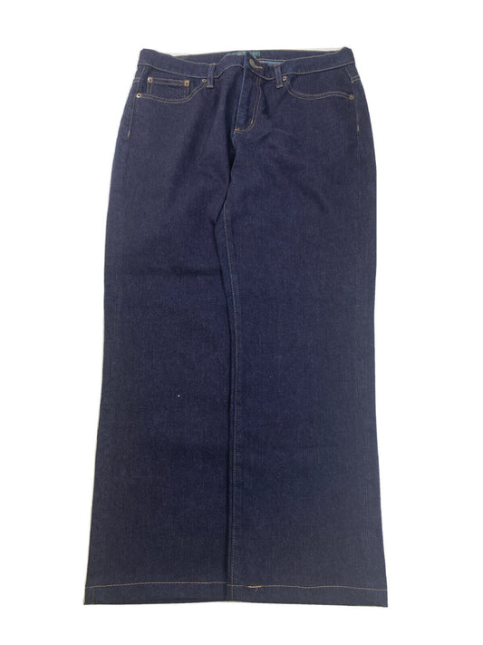 Lauren Ralph Lauren Jeans de mezclilla de ajuste recto para mujer, lavado oscuro, talla 12