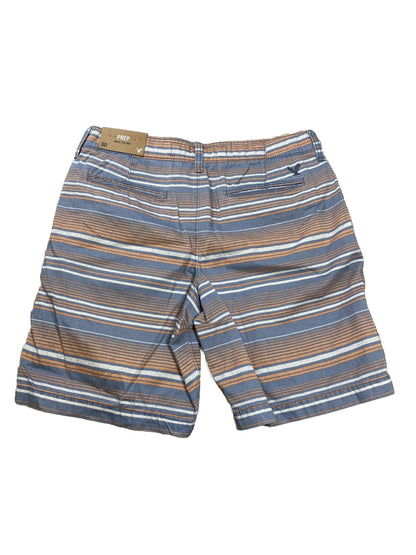 NEW American Eagle Men's Blue/Orange Striped Prep Fit Shorts - 30
