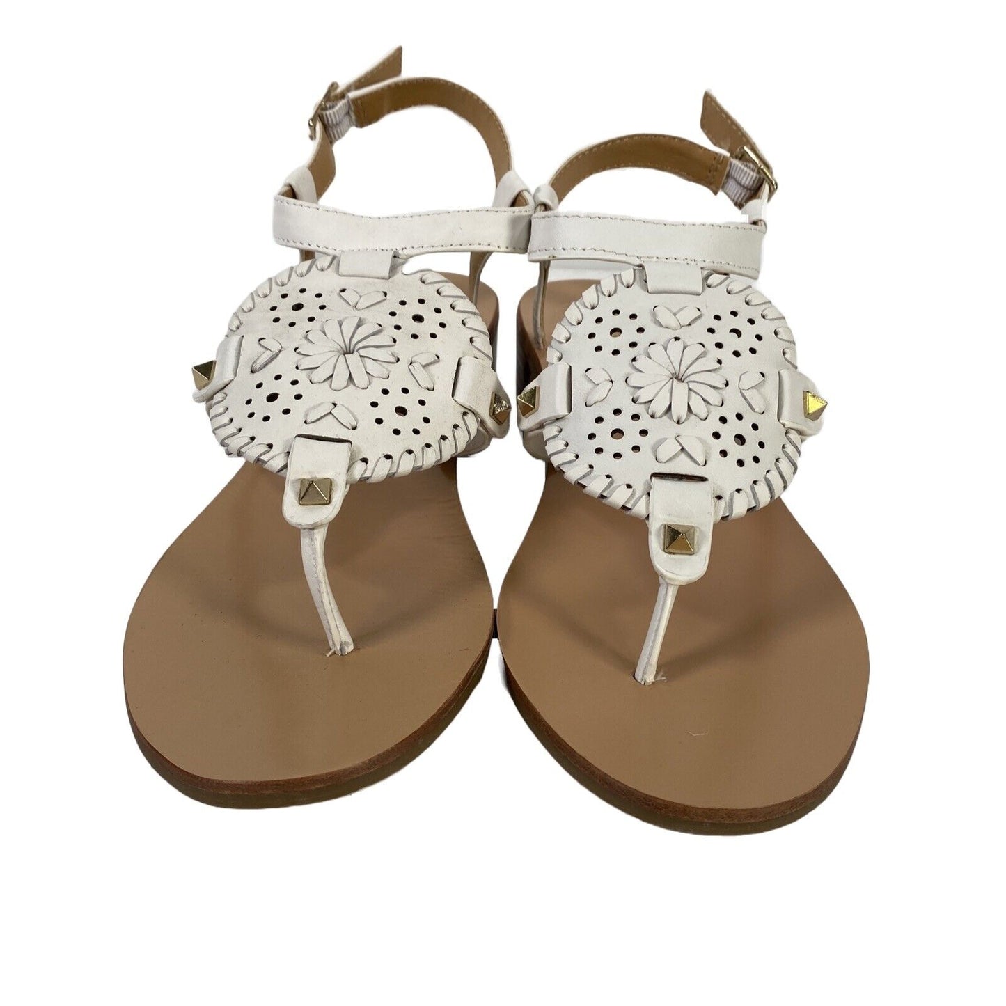 NEW Jack Rogers Women's White Leather Gretchen Heeled Sandals - 9M