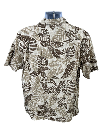 Camisa con botones de manga corta con estampado hawaiano marrón de Columbia para hombre - L