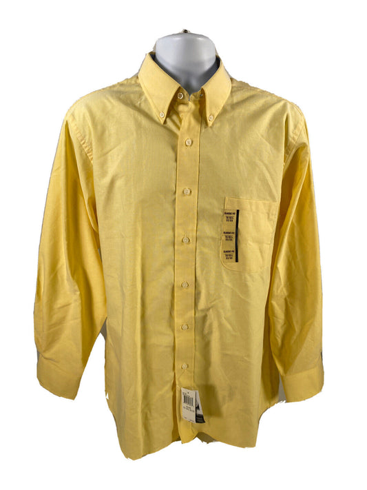 NEW Chaps Mens Yellow Wrinkle Free Classic Fit Oxford Dress Shirt- 16 1/2
