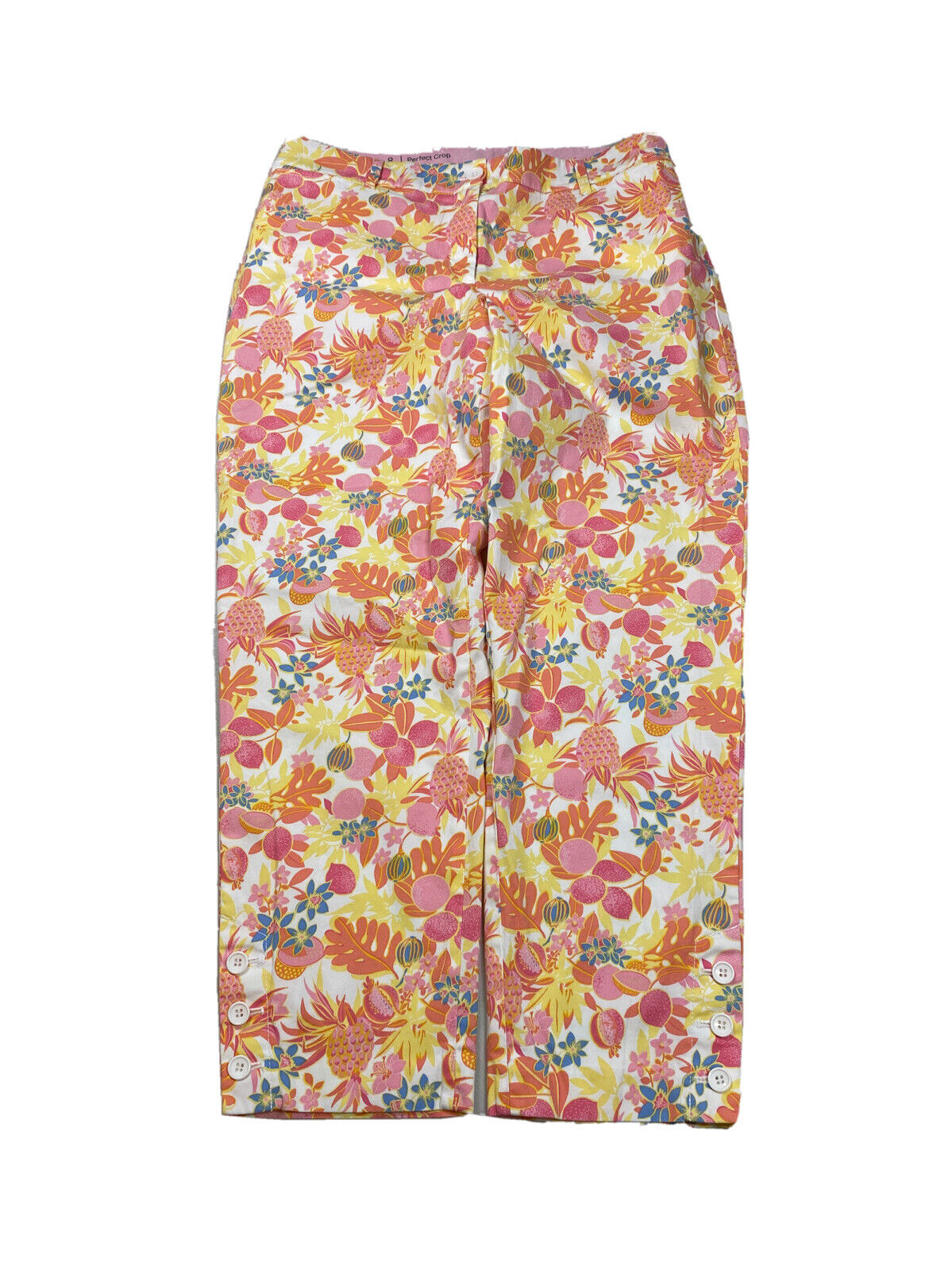 Talbots Women's Orange/Pink Floral Perfect Crop Pants - 8